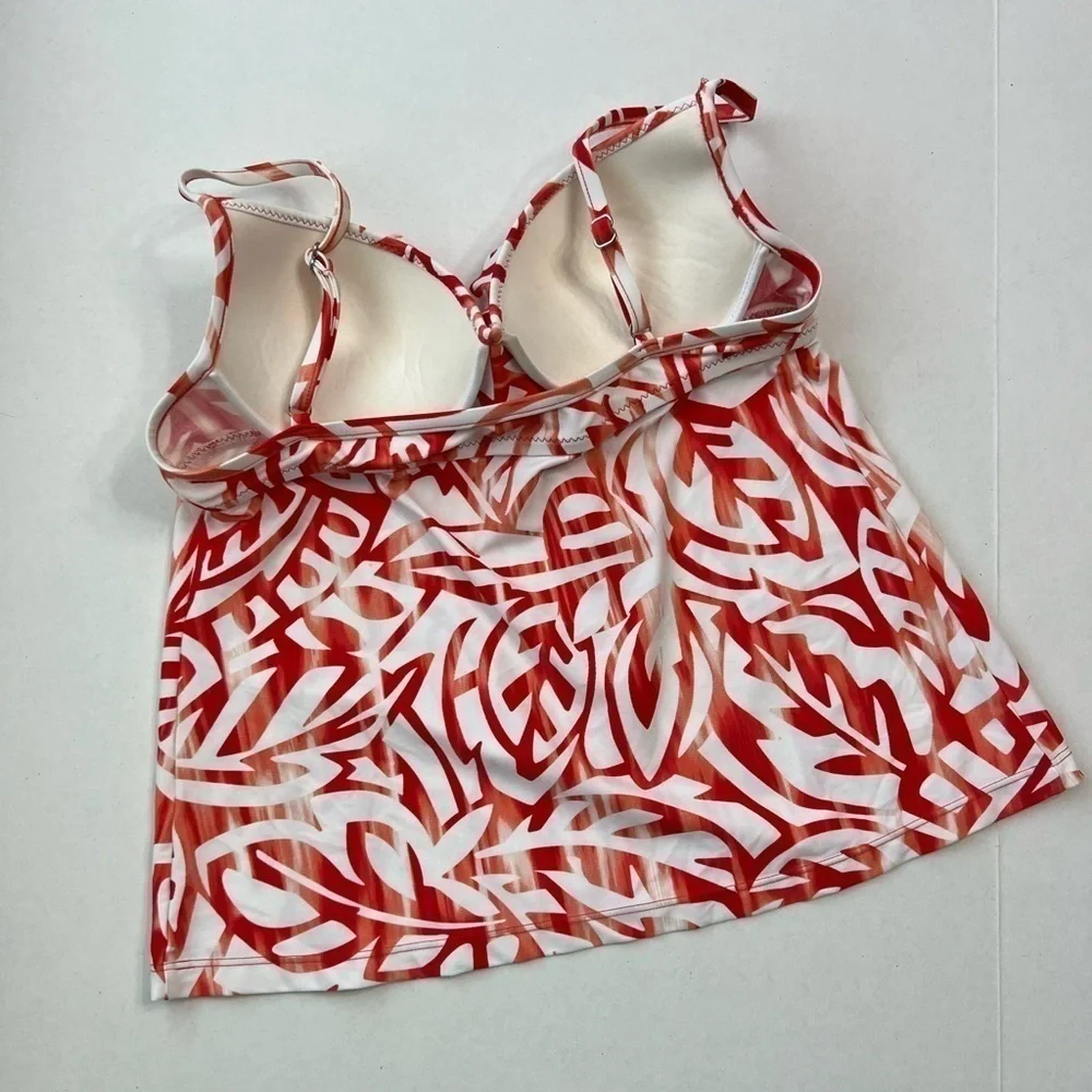 Becca Molded Cup Tankini Top in Red Floral with Ruffle Detail